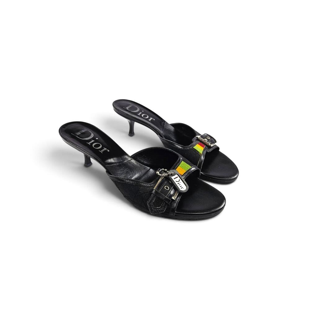 Y2k Dior by John Galliano Mules 04' Rasta Collection Kitten Heels - Size 8-8.5